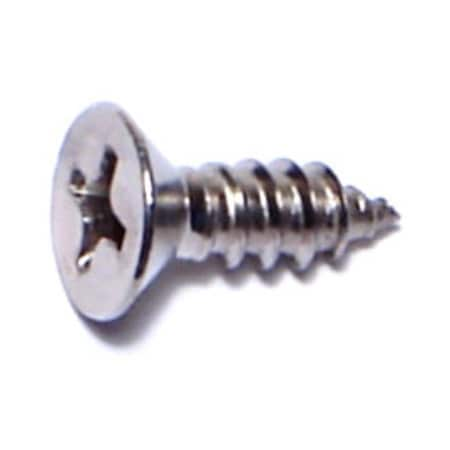 Sheet Metal Screw, #8 X 3/8 In, 18-8 Stainless Steel Flat Head Phillips Drive, 35 PK